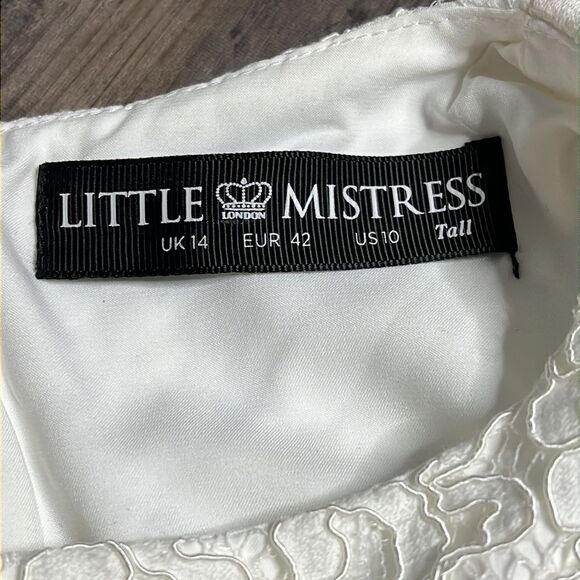 LITTLE Mistress London Floral Appliqué & Lace Cold Shoulder Midi Sheath Dress - Picture 9 of 10